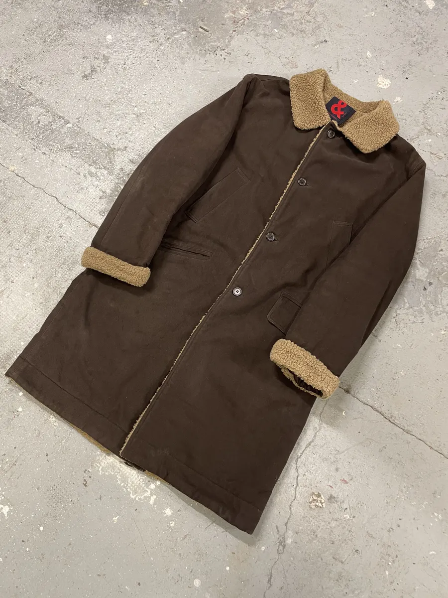 1990s Dolce & Gabbana Brown Long Shearling Jacket - Image 3