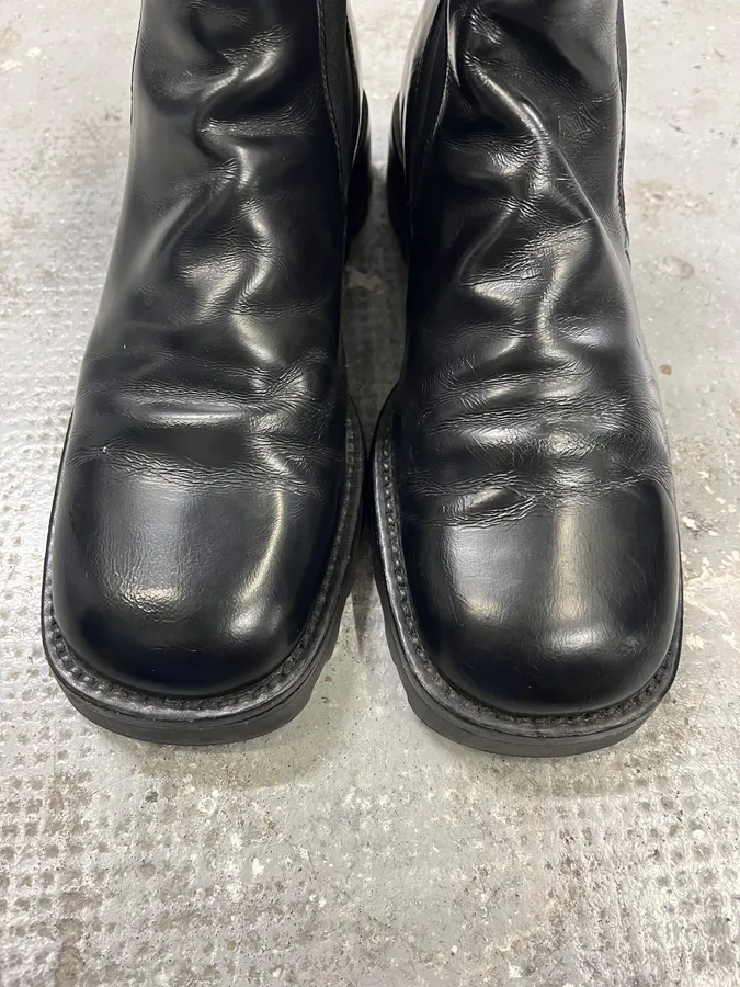 2000s Prada Black Pure Leather Ankle Boots - Image 6