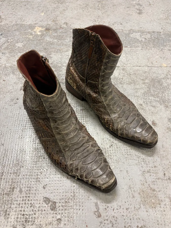2000s Roberto Cavalli Python Leather Boots - Image 4
