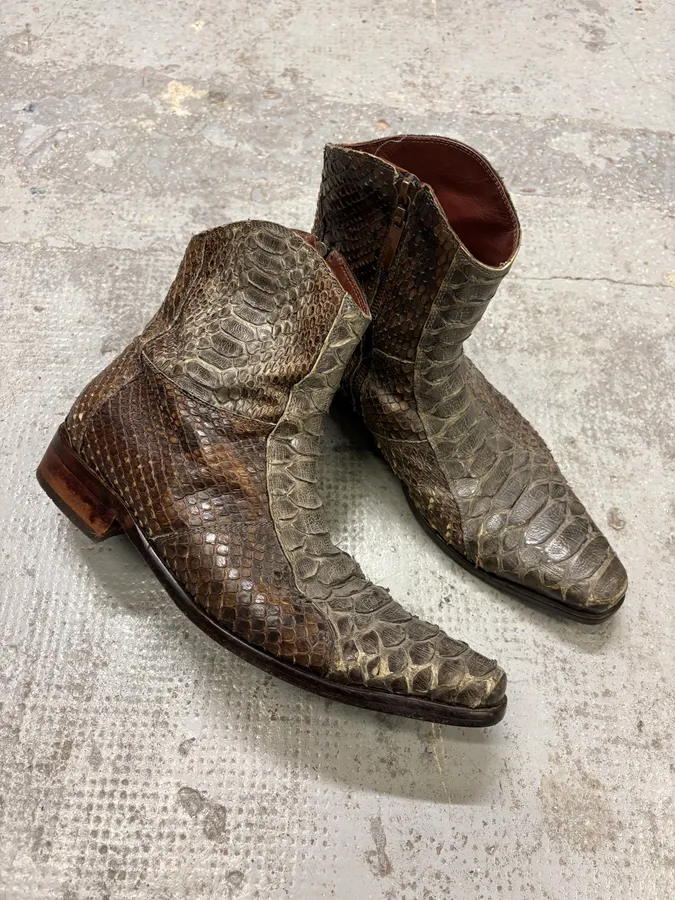 2000s Roberto Cavalli Python Leather Boots - Image 5