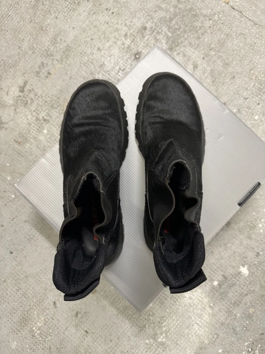 AW1999 Prada Black Pony Hair Leather Vibram Boots - Image 4