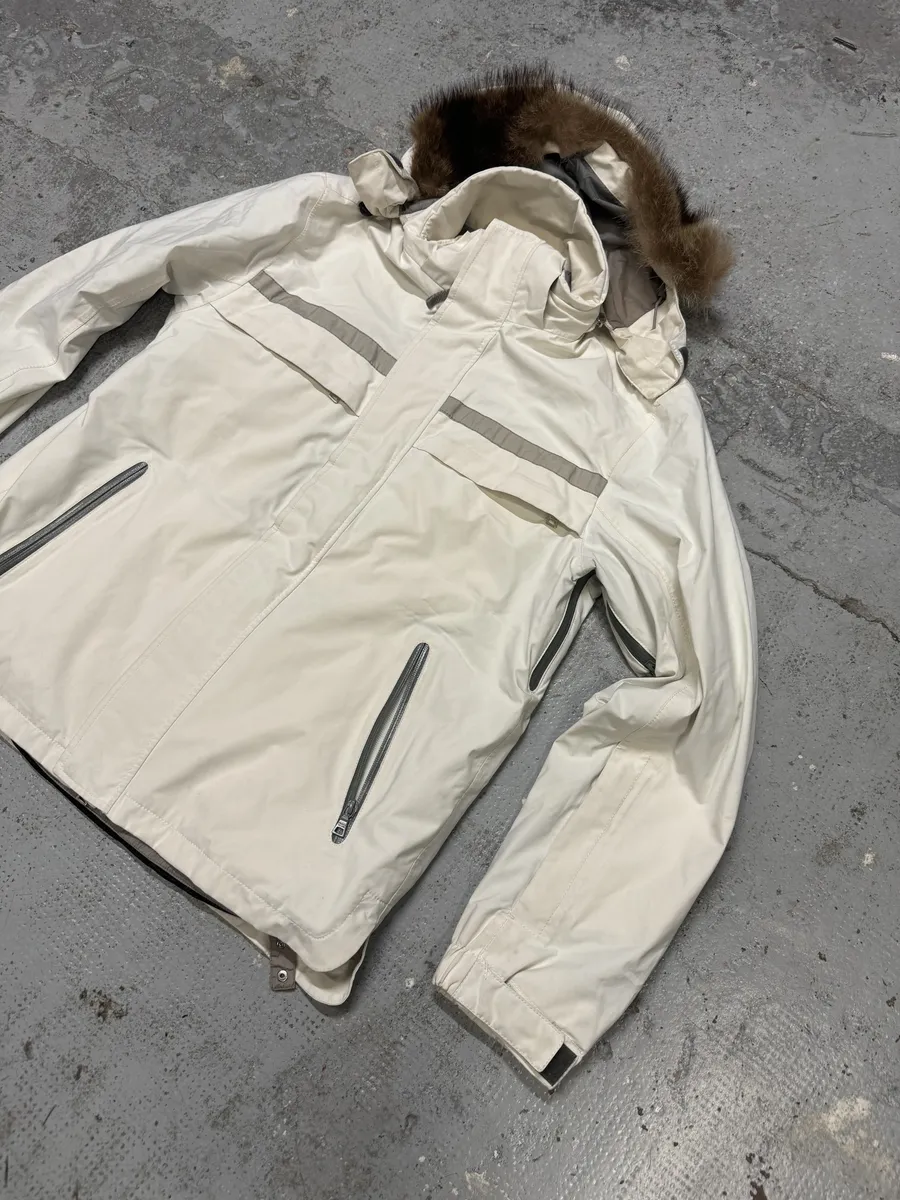 AW2006 Prada Cream Beige White Utility Fur Hooded Jacket - Image 6