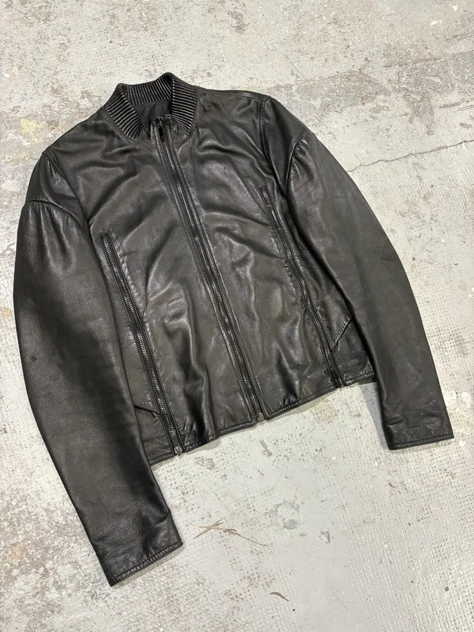 AW2012 Givenchy Black Bomber Zip Leather Jacket - Image 4