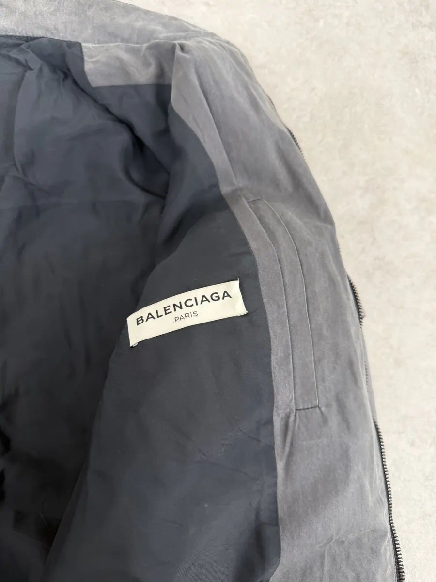 AW2013 Balenciaga Grey Raw Bomber Jacket - Image 9