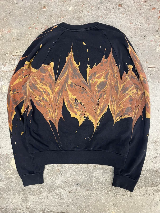 FW2018 Dries Van Noten Splash Navy Crewneck Sweater - Image 3