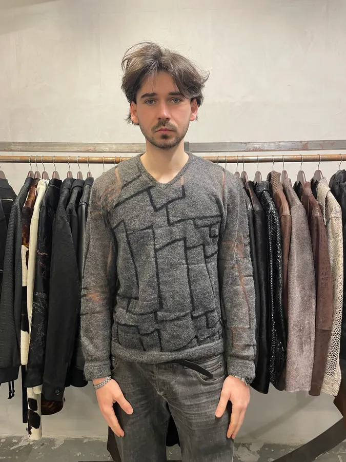 Gianni Versace Transparent Geometry Grey Sweater - Image 4