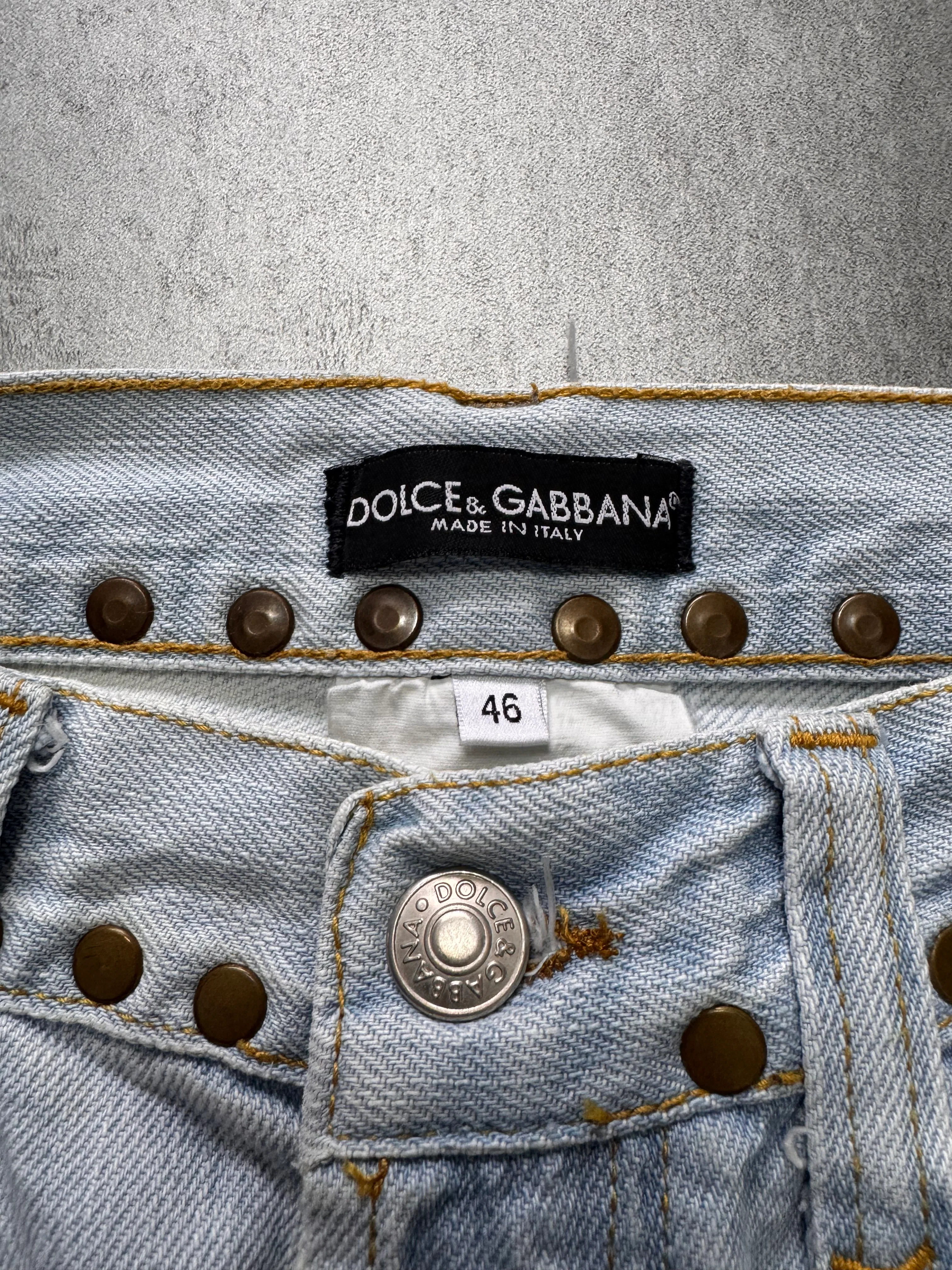 SS2006 Dolce & Gabbana Haiwai Honolulu Embroideries Distressed Denim Jeans - Image 5